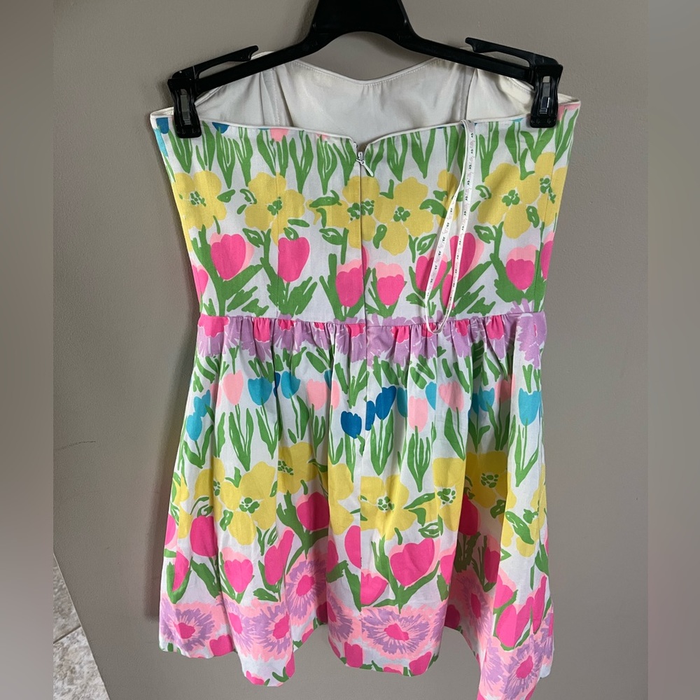 Lilly Pulitzer Payton Floral Line Dance Strapless Dress Tulips Flower - Picture 3 of 4